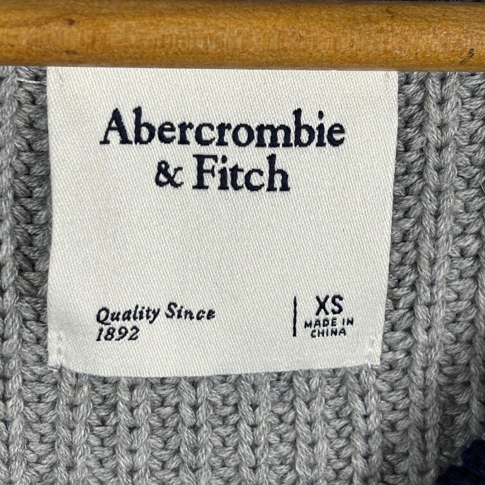 Abercrombie & Fitch Y2K Cable Crop Sweater Vest XS Gray Academia Preppy Tennis - Picture 5 of 11